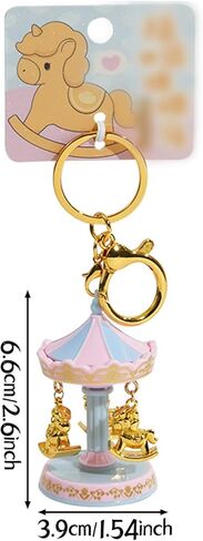 Tizee Carousel Keychain with Rotating Merry-Go-Round | Bag Charm Car Key Accessory | Alloy Fun Gift for Backpacks, Handbags in Saudi Arabia