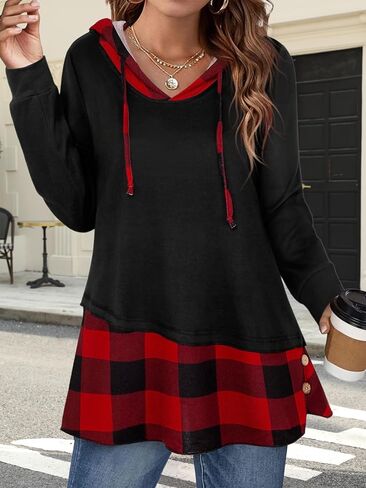 Hoodies for Women with Asymmetrical Hem Long Sleeve Tops for Women Casual Fall Sweatshirts with Drawstring in Saudi Arabia