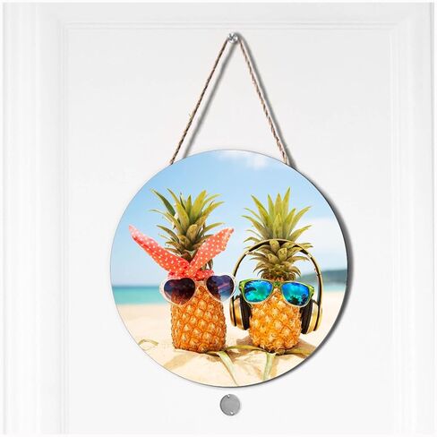 Ceutoiy Pineapple Front Door Wreath Welcome Signs For Kitchen Bedroom, Turquoise Sea Pineapples Ocean Beach Welcome Door Hanger Wooden Welcome Wreath Signs For Holiday Home Coffee Shop Window Decor in Saudi Arabia