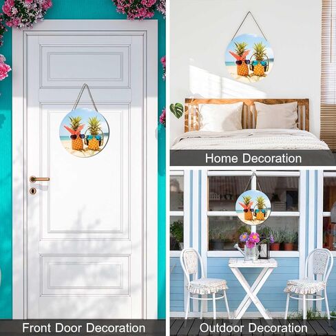 Ceutoiy Pineapple Front Door Wreath Welcome Signs For Kitchen Bedroom, Turquoise Sea Pineapples Ocean Beach Welcome Door Hanger Wooden Welcome Wreath Signs For Holiday Home Coffee Shop Window Decor in Saudi Arabia