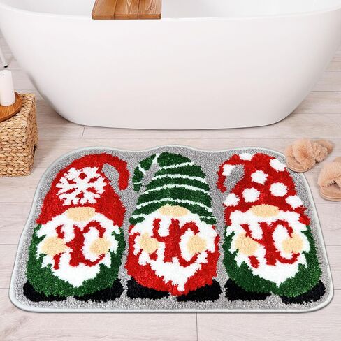 Hexagram Christmas Bathroom Rugs, Christmas Bathroom Decor, Gnome Xmas Bath Rug, Soft Non Slip Washable Bath Rug in Saudi Arabia