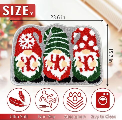 Hexagram Christmas Bathroom Rugs, Christmas Bathroom Decor, Gnome Xmas Bath Rug, Soft Non Slip Washable Bath Rug in Saudi Arabia