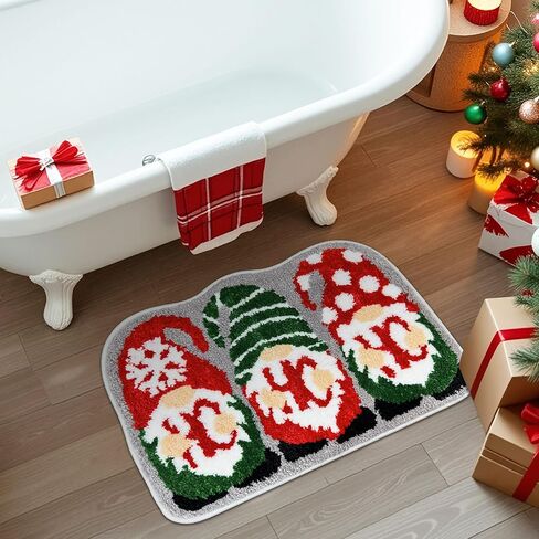 Hexagram Christmas Bathroom Rugs, Christmas Bathroom Decor, Gnome Xmas Bath Rug, Soft Non Slip Washable Bath Rug in Saudi Arabia