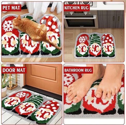 Hexagram Christmas Bathroom Rugs, Christmas Bathroom Decor, Gnome Xmas Bath Rug, Soft Non Slip Washable Bath Rug in Saudi Arabia