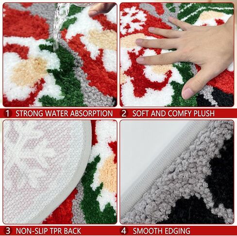Hexagram Christmas Bathroom Rugs, Christmas Bathroom Decor, Gnome Xmas Bath Rug, Soft Non Slip Washable Bath Rug in Saudi Arabia
