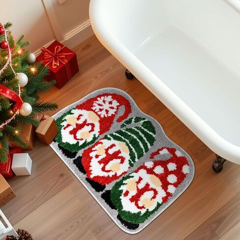 Hexagram Christmas Bathroom Rugs, Christmas Bathroom Decor, Gnome Xmas Bath Rug, Soft Non Slip Washable Bath Rug in Saudi Arabia