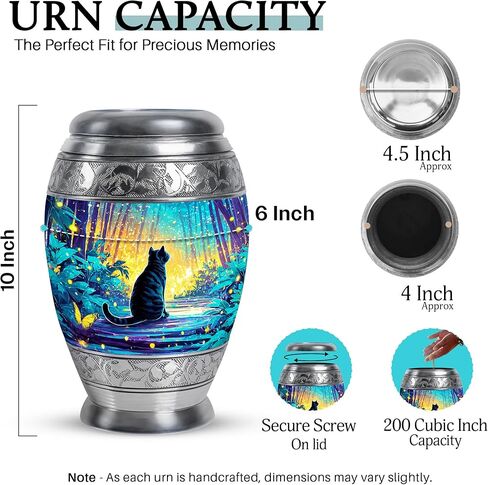 جرة القطط سابورال - ديكور للأب الذكور البالغين - الجرار الجنائزية للرماد البشري للرجال البالغين - الجرار الكبيرة لحرق الجثث للنساء - 10 بوصة - جرة تذكارية جميلة للقطط in Kuwait