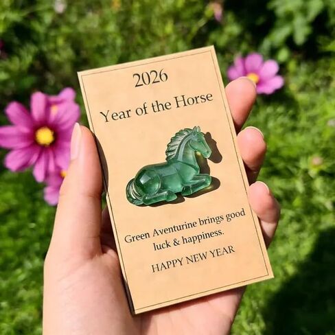 حصان كريستالي محظوظ — رمز للحكمة والنجاح (2026)، تمثال حصان كريستالي شفاف مع بطاقة، رمز خالد لبدايات جديدة ورحلات جريئة للأمام، هدية تزيين للترحيب بالعام الجديد (أخضر) in Saudi Arabia