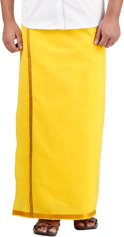 PRAKASAM COTTON رجالي أحمر اللون Jari قطن مرن مقاس Welcro Pocket Dhoti (JARI-RED) in Kuwait