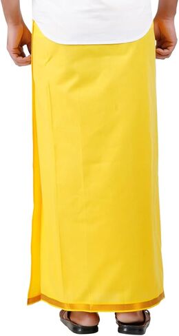 PRAKASAM COTTON رجالي أحمر اللون Jari قطن مرن مقاس Welcro Pocket Dhoti (JARI-RED) in Kuwait