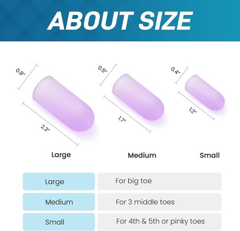 Kimihome Gel Toe Cap and Protector - Silicone Toe Covers - Cushions and Protects to Provide Relief from Missing or Ingrown Toenails, Corns, Calluses, Blisters (4 Large + 4 Medium, Lavender) in Saudi Arabia