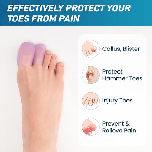 Kimihome Gel Toe Cap and Protector - Silicone Toe Covers - Cushions and Protects to Provide Relief from Missing or Ingrown Toenails, Corns, Calluses, Blisters (4 Large + 4 Medium, Lavender) in Saudi Arabia