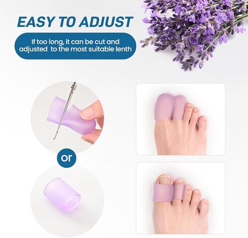 Kimihome Gel Toe Cap and Protector - Silicone Toe Covers - Cushions and Protects to Provide Relief from Missing or Ingrown Toenails, Corns, Calluses, Blisters (4 Large + 4 Medium, Lavender) in Saudi Arabia
