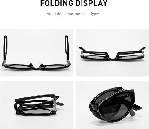 MERRY'S Folding Sunglasses Retro Vintage Narrow Cat Eye Sunglasses for Women Men with Case S6189 in Saudi Arabia