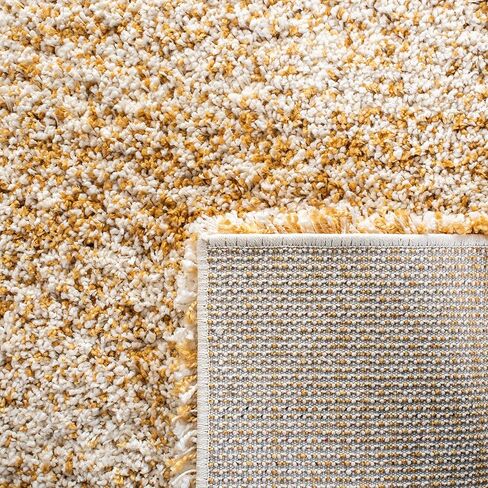 سجادة SAFAVIEH Hudson Shag Collection - 2'3" x 12'، عاجي وذهبي، تصميم تجريدي حديث، لا يتساقط ويسهل العناية به، سمك 2 بوصة مثالي للمناطق ذات حركة المرور العالية في غرفة المعيشة وغرفة النوم (SGH295G) in Saudi Arabia