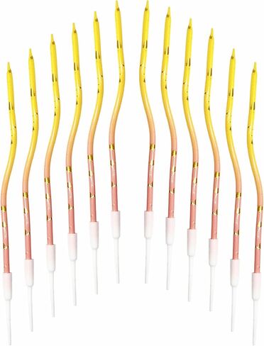 12 Pcs Spiral Long Thin Confetti Birthday Candles, Elegant Cake Candles, Birthday Party, Wedding Decorations, Twisted Party Candles, Unscented in Saudi Arabia