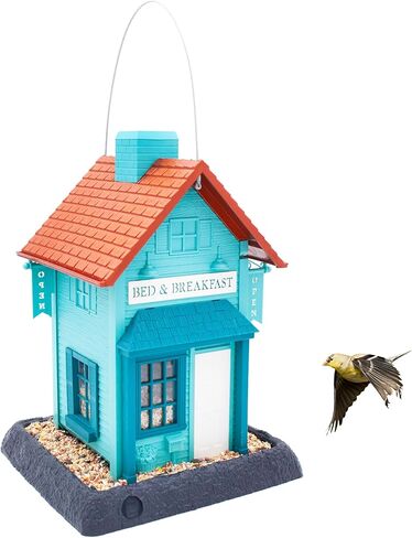 North States Village Collection Red General Store Bird Feeder: Easy Fill and Clean. شنق أو جبل القطب. مغذيات الطيور في الهواء الطلق. صنع في الولايات المتحدة. 6.5 جنيه سعة البذور (9.5 "× 10.25" × 14 "، أحمر) in Kuwait