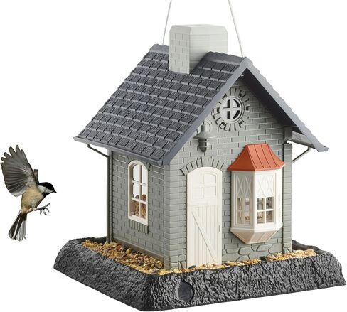 North States Village Collection Red General Store Bird Feeder: Easy Fill and Clean. شنق أو جبل القطب. مغذيات الطيور في الهواء الطلق. صنع في الولايات المتحدة. 6.5 جنيه سعة البذور (9.5 "× 10.25" × 14 "، أحمر) in Kuwait