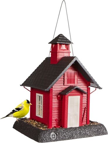 North States Village Collection Red General Store Bird Feeder: Easy Fill and Clean. شنق أو جبل القطب. مغذيات الطيور في الهواء الطلق. صنع في الولايات المتحدة. 6.5 جنيه سعة البذور (9.5 "× 10.25" × 14 "، أحمر) in Kuwait