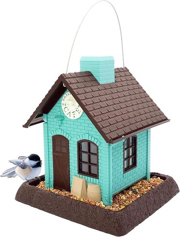 North States Village Collection Red General Store Bird Feeder: Easy Fill and Clean. شنق أو جبل القطب. مغذيات الطيور في الهواء الطلق. صنع في الولايات المتحدة. 6.5 جنيه سعة البذور (9.5 "× 10.25" × 14 "، أحمر) in Kuwait