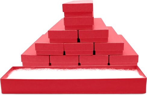 صندوق هدايا مكون من 12 علبة مجوهرات مقاس 8x2x0.87 بوصة مملوء بالقطن | علبة مجوهرات من الورق المقوى | علب هدايا بأغطية مصنوعة في الولايات المتحدة الأمريكية | صناديق لأقراط السوار والقلادة والخاتم in Kuwait