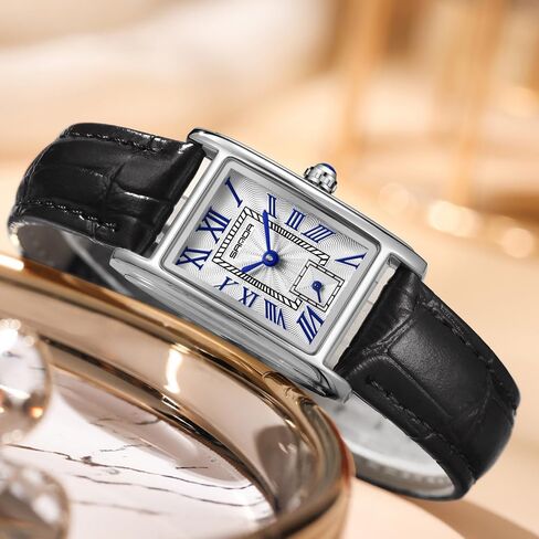 MASTOP Vintage Rectangle Women's Dress Watch with Leather Strap Classic Ladies Analog Quartz Business Watches Ultra-Thin Ladies Bangle Bracelet Watch Female in Saudi Arabia