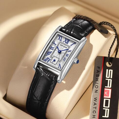MASTOP Vintage Rectangle Women's Dress Watch with Leather Strap Classic Ladies Analog Quartz Business Watches Ultra-Thin Ladies Bangle Bracelet Watch Female in Saudi Arabia