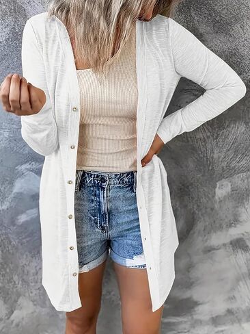 Fall Women's Casual Cardigans Long Sleeve Open Front Knit Cardigan Sweater Shrugs Loose Soft Drape in Saudi Arabia