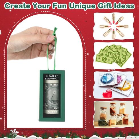 Weysat 4 Pcs Christmas Break in Case of Emergency Box 4 x 2 Inch Funny Emergency Gift Box with Ribbon Personalized Gag Gift for Christmas Tree Birthday Holiday Desk Decor(Green) in Saudi Arabia