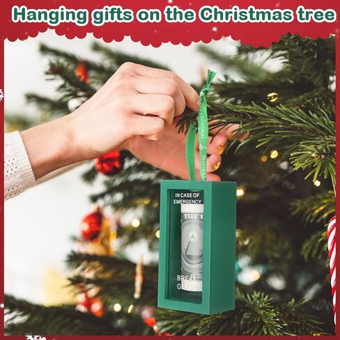 Weysat 4 Pcs Christmas Break in Case of Emergency Box 4 x 2 Inch Funny Emergency Gift Box with Ribbon Personalized Gag Gift for Christmas Tree Birthday Holiday Desk Decor(Green) in Saudi Arabia