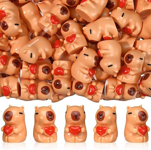 Wesiti 50 Pcs Valentine's Day Highland Cow Figurines Valentines Mini Resin Highland Cow Figurines Miniature Heart Cows Statues Topper Decor for Valentines Weddings Anniversary Party Favors Gifts in Saudi Arabia