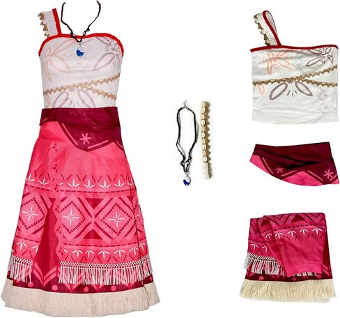 Danvato Tropical Island Princess Costume Dress for Women Hawaiian Ocean Adventure Skirt with Necklace Set in Saudi Arabia