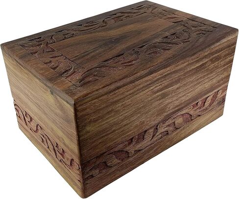 IBLAY Wooden Urn Box: Hand-Carved Memorial Cremation Urn for Human Ashes (9.5x7.5in) Holds upto 250 lbs in Saudi Arabia