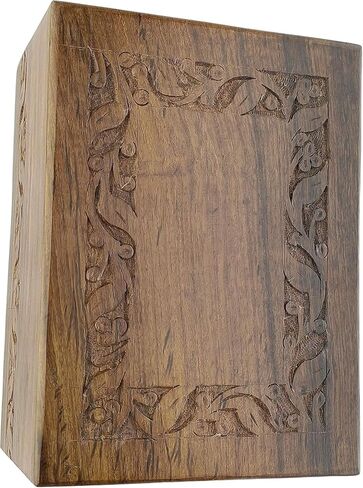 IBLAY Wooden Urn Box: Hand-Carved Memorial Cremation Urn for Human Ashes (9.5x7.5in) Holds upto 250 lbs in Saudi Arabia