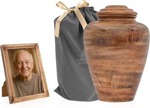 XOMI URNS Wooden Cremation Urns for Human Ashes with Photo Frame, Mango Wood Memorial Urn for Adults, Men & Women Decorative Funeral Urn – 5x4 (20 Cu in) in Saudi Arabia