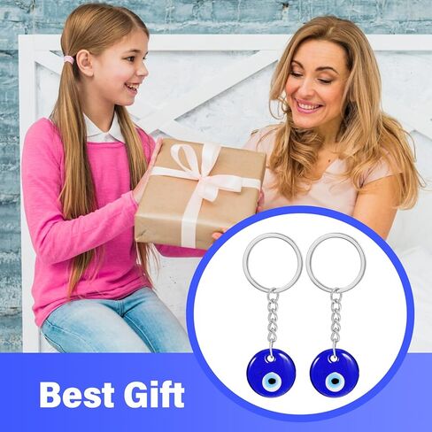 CIATBYYJ 10 قطع من سلاسل المفاتيح ذات العيون الشريرة الزرقاء، سلسلة مفاتيح من الخرز الزجاجي للعين الشريرة، سلسلة مفاتيح زجاجية مع تميمة زينة معلقة in Kuwait