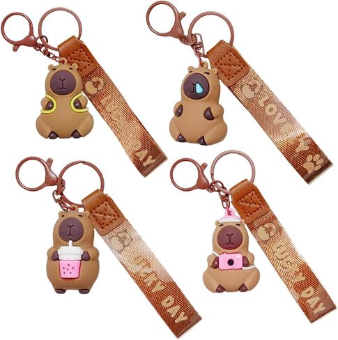 ISEMRO 4 قطع سلسلة مفاتيح كابيبارا سوبر لطيف كابيبارا هدايا مفتاح سلسلة للأطفال حفلة التخرج عيد ميلاد in Kuwait