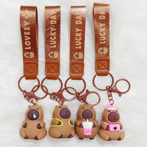 ISEMRO 4 قطع سلسلة مفاتيح كابيبارا سوبر لطيف كابيبارا هدايا مفتاح سلسلة للأطفال حفلة التخرج عيد ميلاد in Kuwait