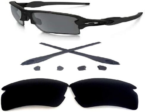 عدسة بديلة Galaxy + مجموعات مطاطية لنظارات Oakley Flak 2.0 XL الشمسية باللون الأسود in Saudi Arabia