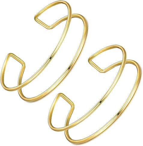 2pcs مجوهرات الكفة الذهبية للنساء للنساء سوار الذراع العلوي سوار مفتوح سوار الكفة القابلة للتعديل مجوهرات قابلة للتكدي in Kuwait