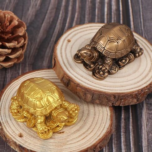 Feng Shui Decor Wealth Luck Ornament Mini Copper Turtle Statue for Attracting Wealth Home Office Car Decor Turtle on Money Housewarming Gift Feng Shui Modern Decoration in Saudi Arabia