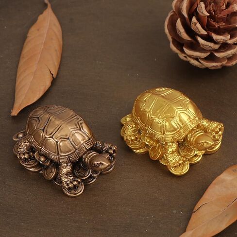 Feng Shui Decor Wealth Luck Ornament Mini Copper Turtle Statue for Attracting Wealth Home Office Car Decor Turtle on Money Housewarming Gift Feng Shui Modern Decoration in Saudi Arabia
