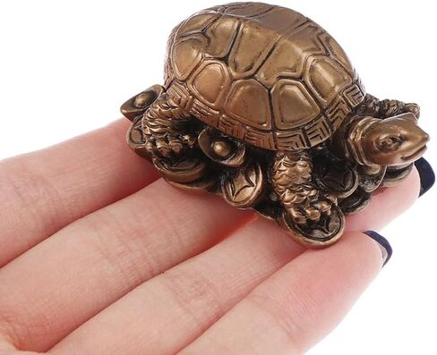 Feng Shui Decor Wealth Luck Ornament Mini Copper Turtle Statue for Attracting Wealth Home Office Car Decor Turtle on Money Housewarming Gift Feng Shui Modern Decoration in Saudi Arabia