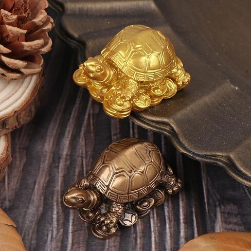 Feng Shui Decor Wealth Luck Ornament Mini Copper Turtle Statue for Attracting Wealth Home Office Car Decor Turtle on Money Housewarming Gift Feng Shui Modern Decoration in Saudi Arabia