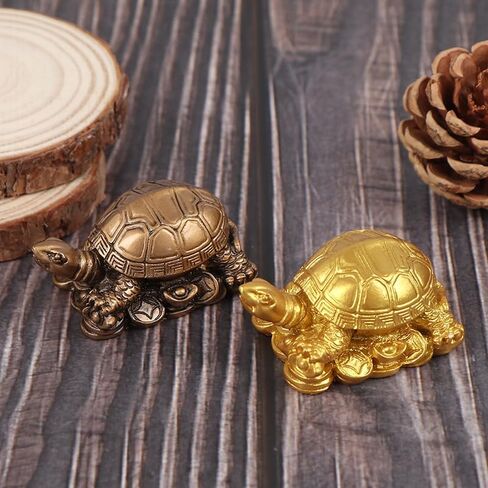 Feng Shui Decor Wealth Luck Ornament Mini Copper Turtle Statue for Attracting Wealth Home Office Car Decor Turtle on Money Housewarming Gift Feng Shui Modern Decoration in Saudi Arabia
