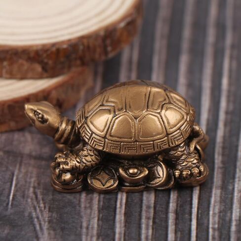 Feng Shui Decor Wealth Luck Ornament Mini Copper Turtle Statue for Attracting Wealth Home Office Car Decor Turtle on Money Housewarming Gift Feng Shui Modern Decoration in Saudi Arabia