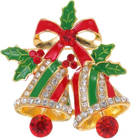 Christmas Brooch Pins for Women Rhinestone Crystal Vintage Christmas Tree Wreath Bells Brooch Pins Holiday Xmas Gift in Saudi Arabia