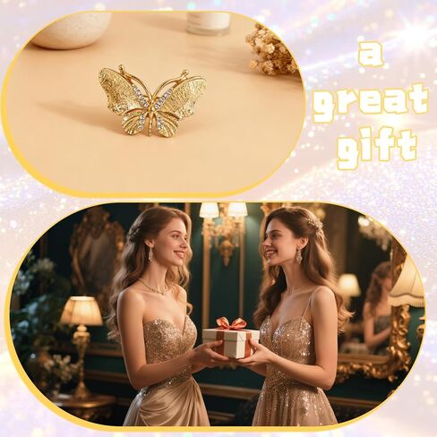 Gold Butterfly Broochs Pin for Women,Small Elegant Butterfly Brooch for Lapel,Christmas Party Stylish Dress Hat Bags Pin Accessories in Saudi Arabia