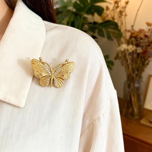 Gold Butterfly Broochs Pin for Women,Small Elegant Butterfly Brooch for Lapel,Christmas Party Stylish Dress Hat Bags Pin Accessories in Saudi Arabia