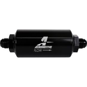 Aeromotive 12379 Filter, In-Line, 100-Micron Stainless Mesh Element, AN-08 Male, Bright-Dip Black, 2" OD